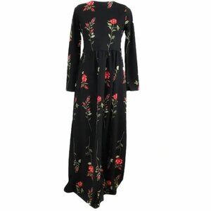 SELMA SARI BLACK RED FLORAL MAXI DRESS - 6